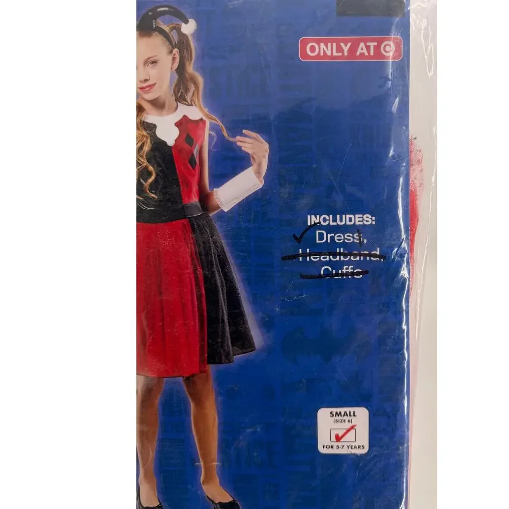 DC Comics Harley Quinn Girls Costume Dress Small Size 6 Halloween Dress Only